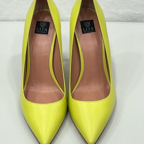 Lita by Ciara Acid Lime Solid Point Toe Pump Heels Stiletto Size 39/8.5 NIB - Picture 5 of 13